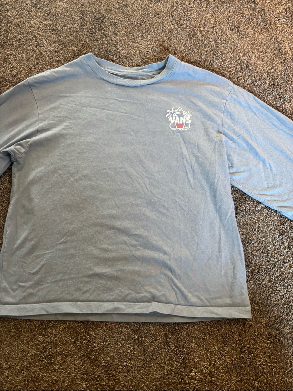 Vans Light Blue Long Sleeve Tee with Small Palm Logo
